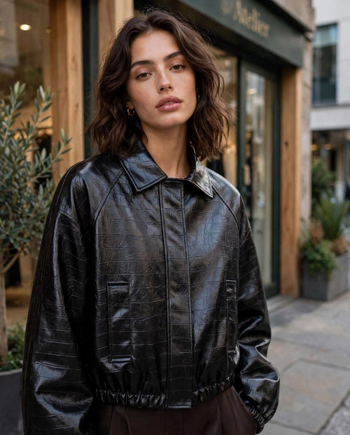Bomber ecopelle effetto cocco
