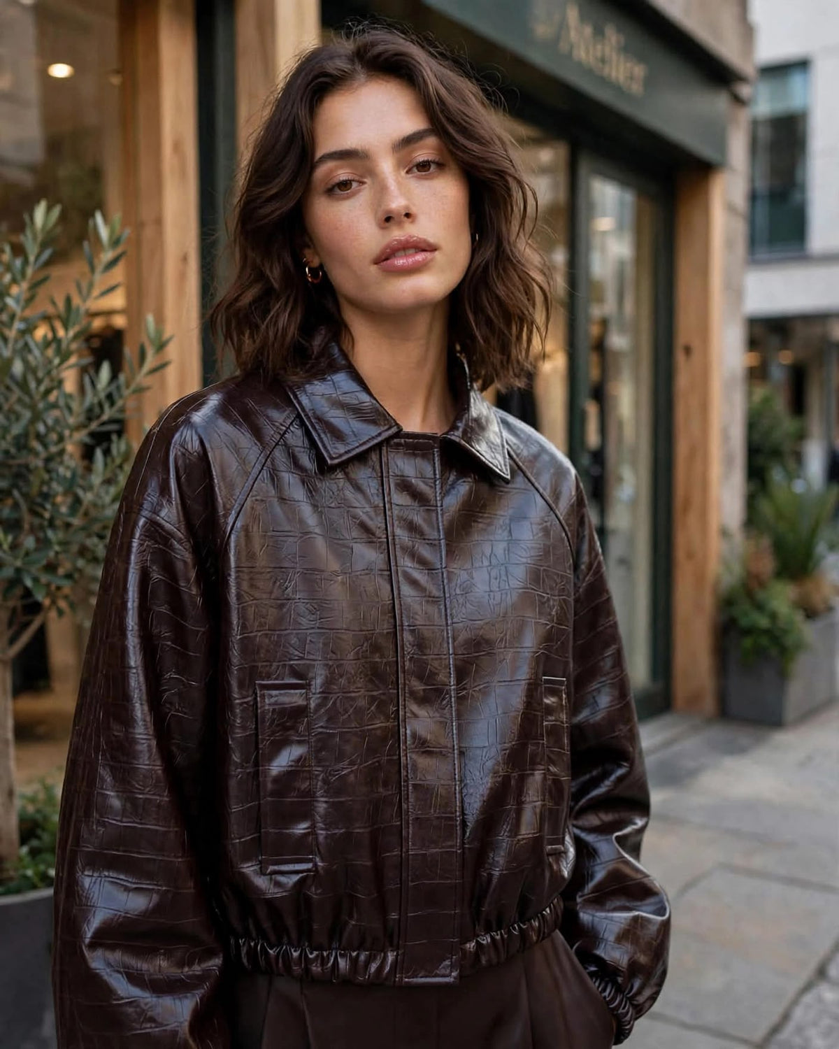 Bomber ecopelle effetto cocco