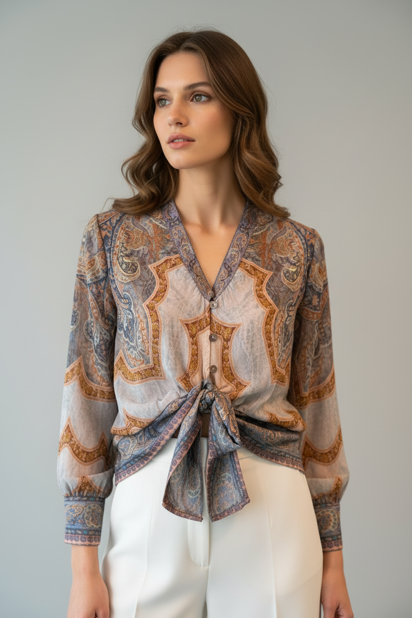 Camicia paisley con pantalone bianco