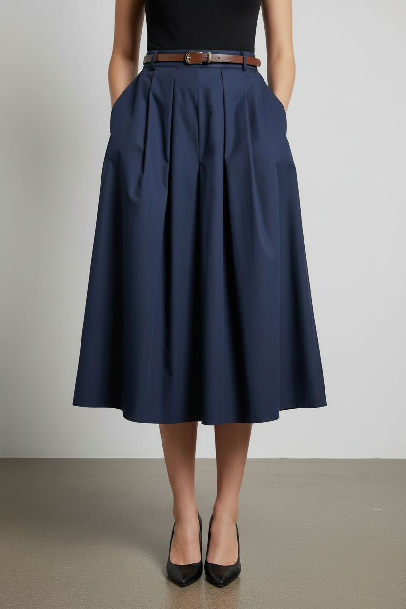 Gonna midi blu navy 83 cm