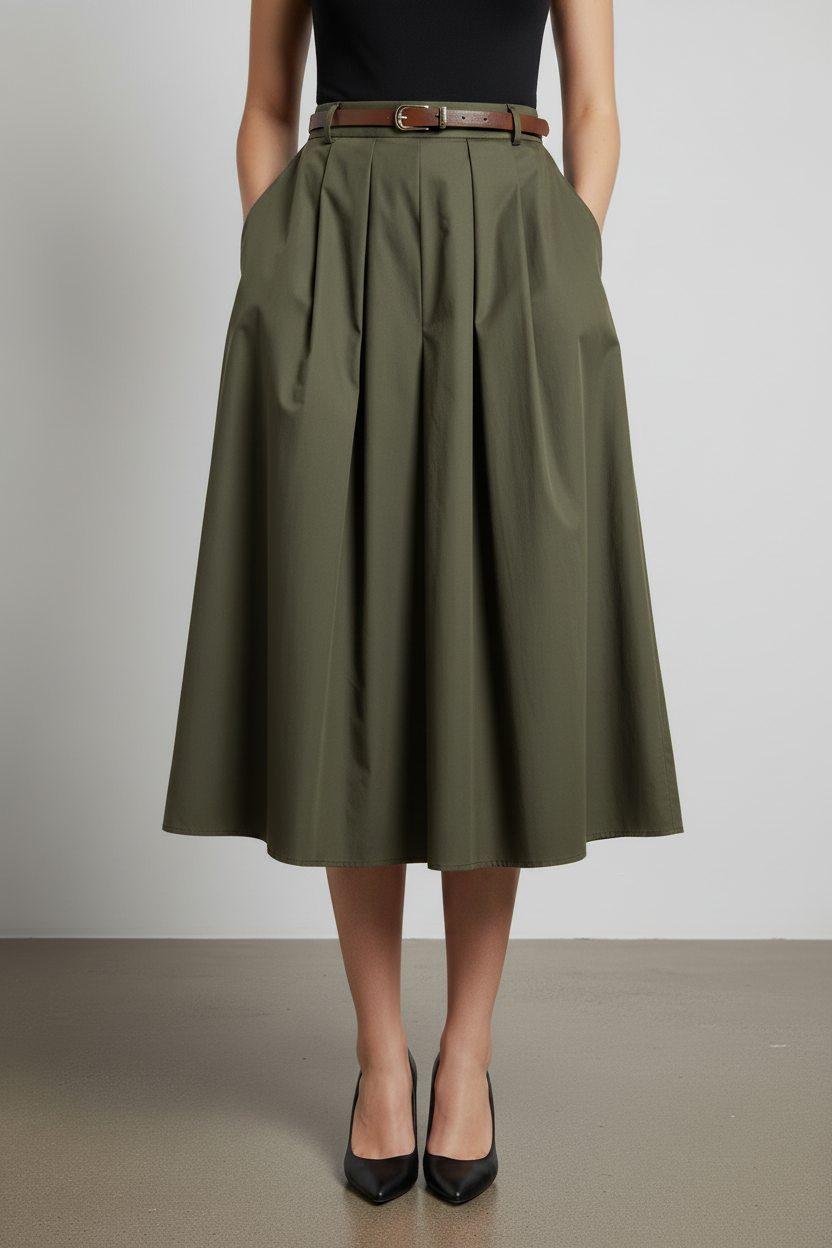 Gonna midi verde militare