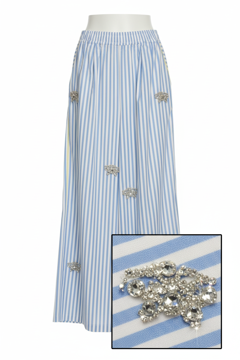 Pantalone cotone con applicazioni dettagliate